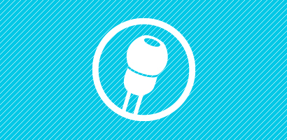Eartip icon in white on cyan background.
