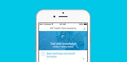 Smart phone screen displaying Littmann Learning Institute app. 

